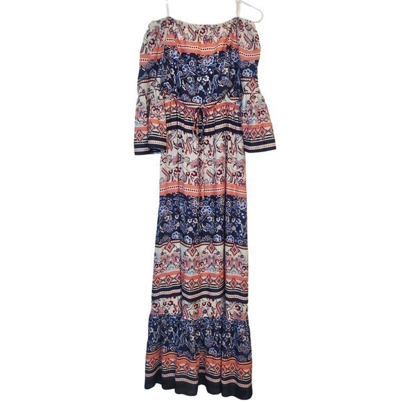 Eliza J Bell‎ Sleeve Off Shoulder Maxi Dress Women Size 4 - Picture 1 of 5